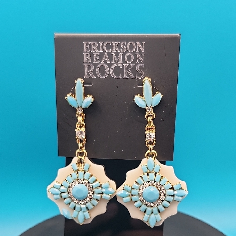 Erickson Beamon Blue and Gold Medallion Earrings
